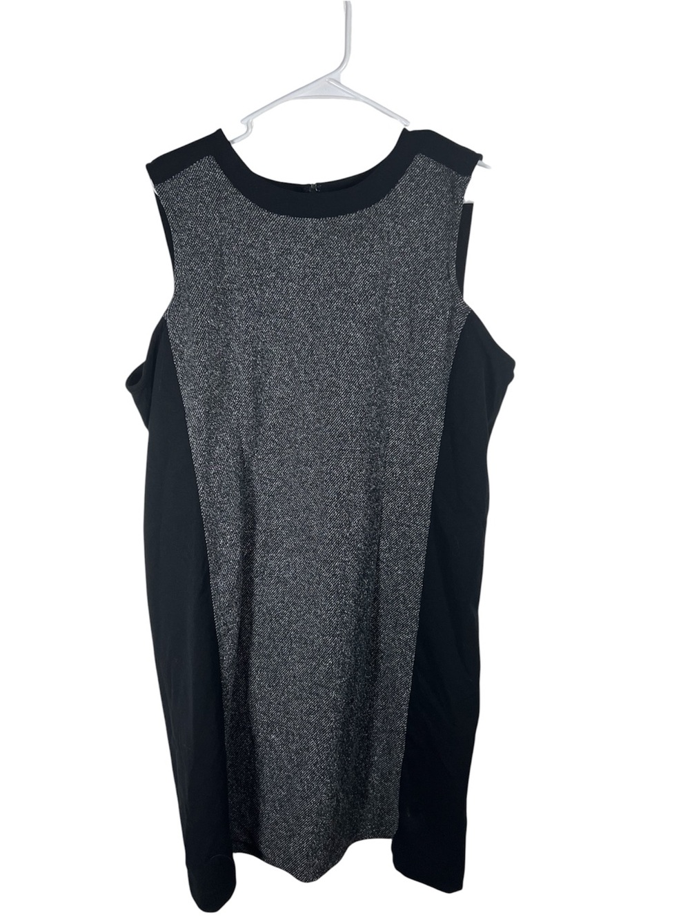 Liz Claiborne Black and Gray Tweed Sleeveless Sheath Dress Size XL